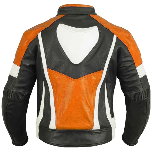 Orange Leather Motorcycle Jacket