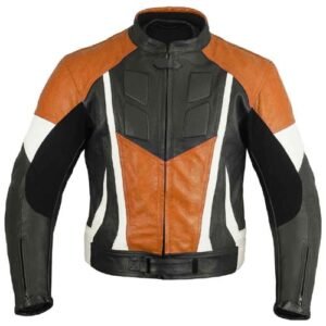 Orange Leather Motorcycle Jacket