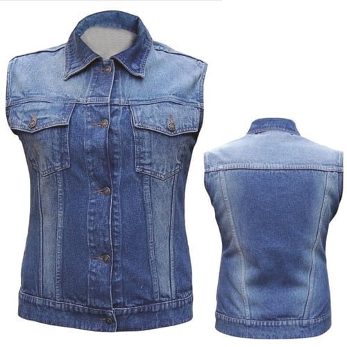 Women Blue Denim Vest