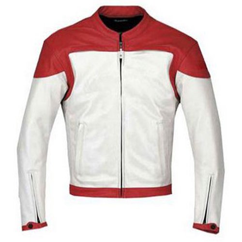 Men Stylish Red & White Motorbike Leather Jackets